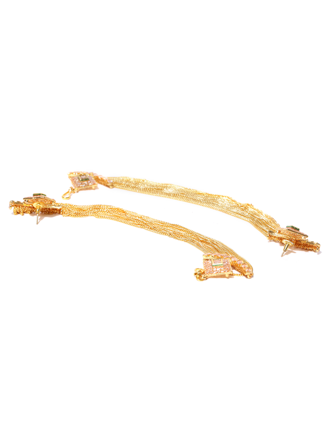 YouBella Gold-Toned Classic Studs with Ear Chains